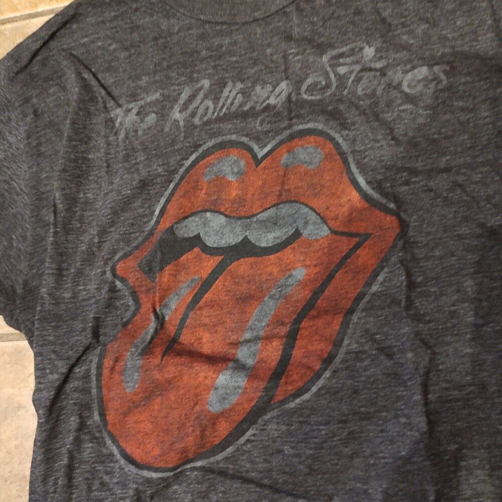 The Rolling Stones Tongue Logo Graphic Gray Short Sleeve T-Shirt Adult Unisex